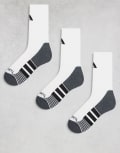 [adidas performance] adidas Running crew socks in white and black 3 pack S White/Black