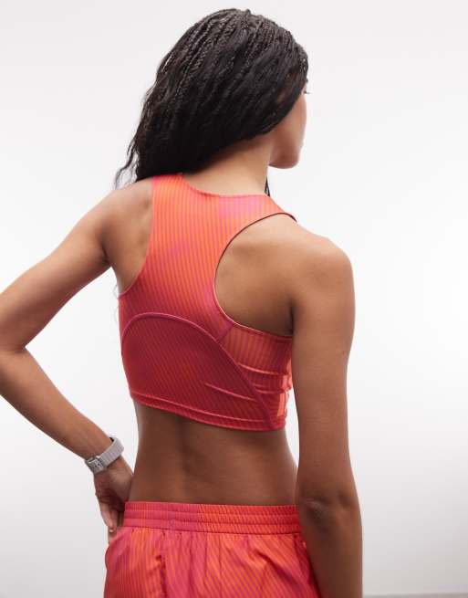 adidas Running crop top sports bra in pink and orange, 2 of 4