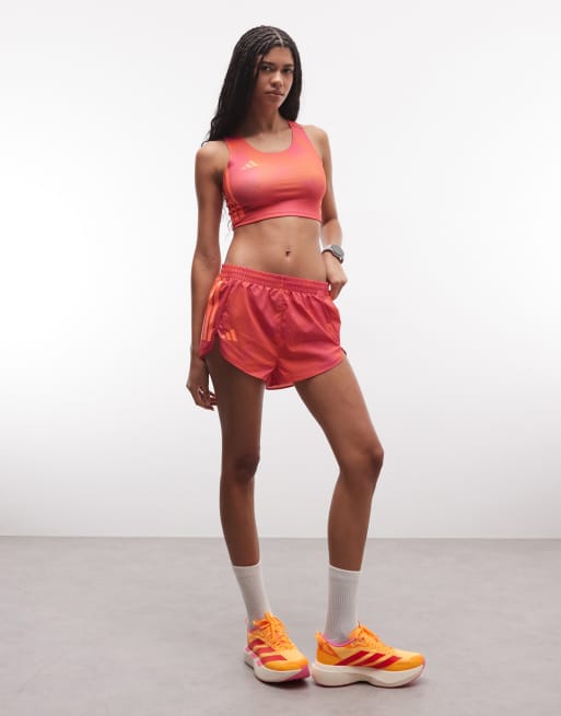 adidas Running crop top sports bra in pink and orange, 4 of 4