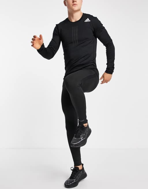 adidas Running – Czarne rajstopy z dopasowanym kolorystycznie logo