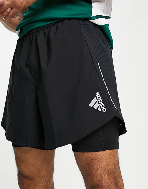 adidas Running Designed 4 Running 2 in 1 shorts in black