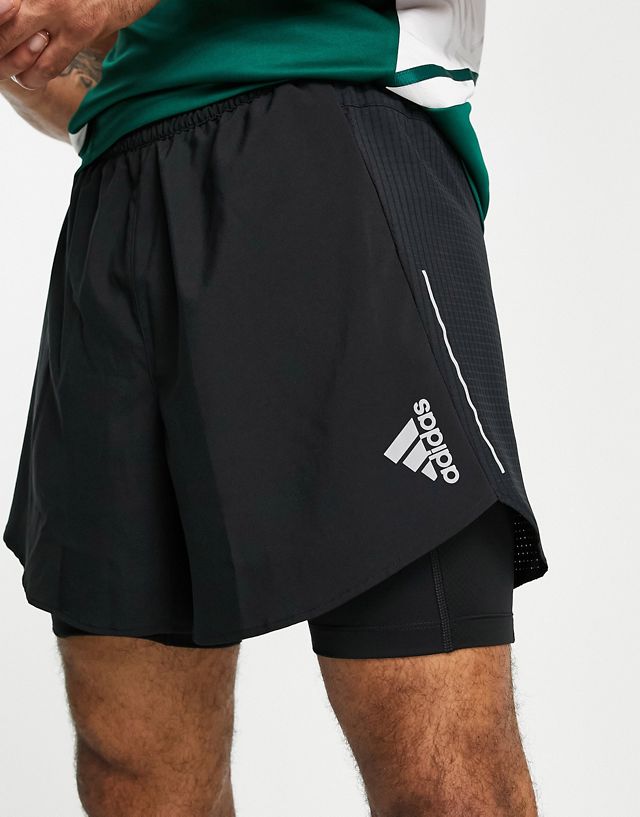 adidas Running Designed 4 Running 5 inch 2 in 1 shorts in black