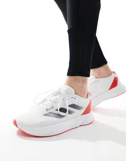  adidas Running Duramo SL trainers in white black and red