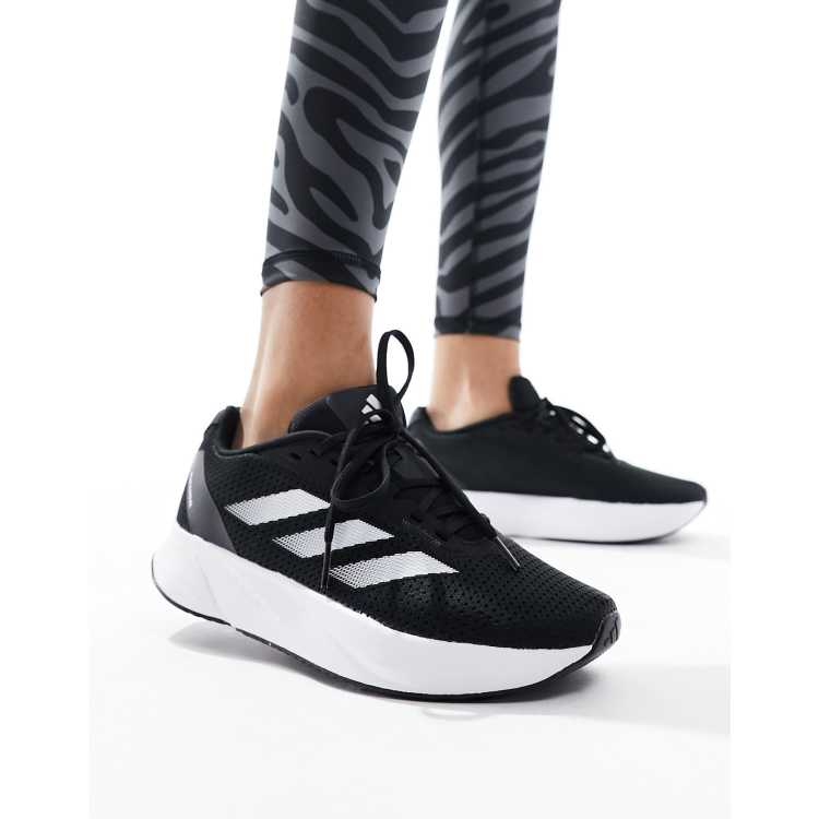 adidas Running duramo sneakers in black and white