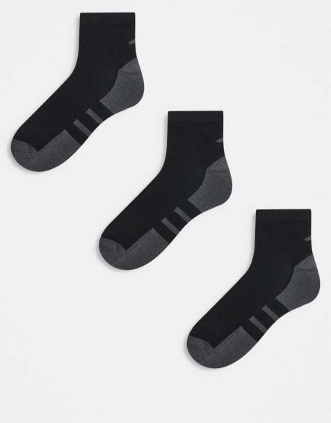 adidas Running Essentials 3 pack ankle socks in black and grey - view 1