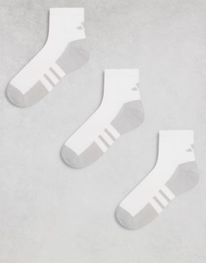adidas Running Essentials 3 pack ankle socks in white and grey