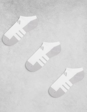 adidas Running Essentials 3 pack ankle socks in white and grey
