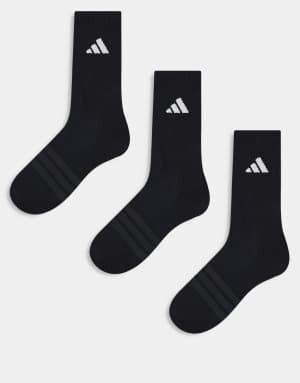 adidas Running Essentials 3 pack trainer socks in black