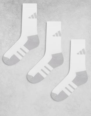 adidas Running - Essentials - 3er-Pack Crew-Socken in Weiß und Grau