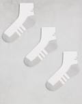 [adidas performance] adidas Running Essentials ankle socks in white and grey 3 pack-Multi S White/grey