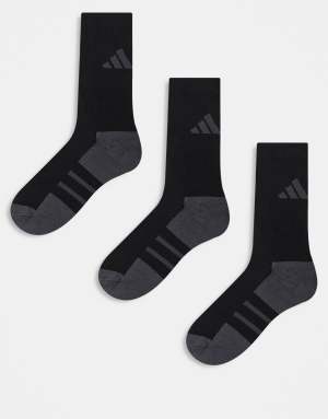 adidas Running essentials crew socks in black and grey 3 pack
