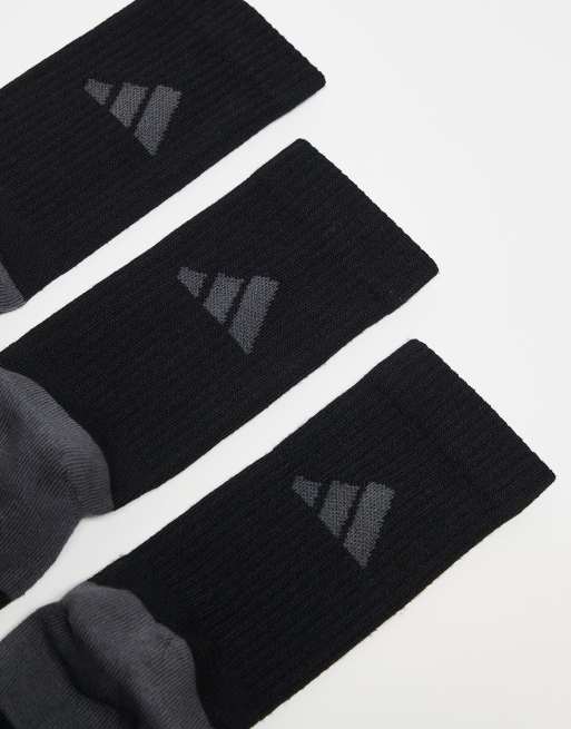 adidas Running essentials crew socks in black and grey 3 pack, 3 of 3