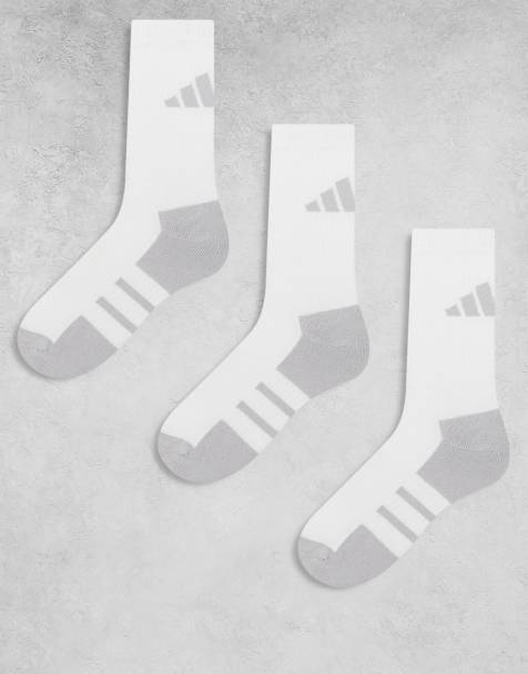 adidas Running essentials crew socks in white and grey 3 pack - view 1