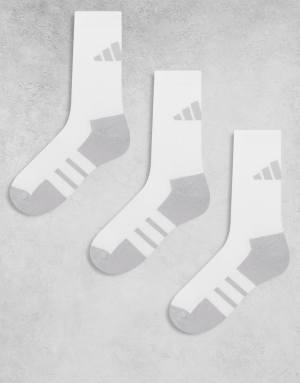 adidas Running essentials crew socks in white and grey 3 pack