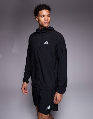 adidas Running Essentials jacket with hood in black