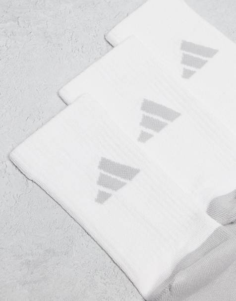 adidas Running - Essentials - Lot de 3 paires de chaussettes - Blanc et gris