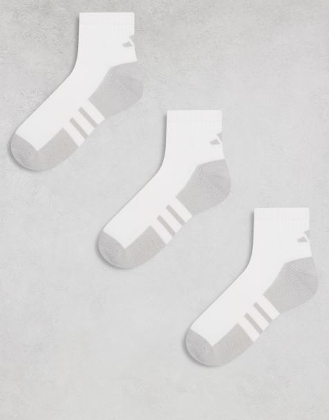 adidas Running Essentials pack de 3 calcetines tobilleros en blanco y gris - view 1