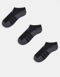 [adidas performance] adidas Running essentials trainer socks in black and grey 3 pack M BLACK
