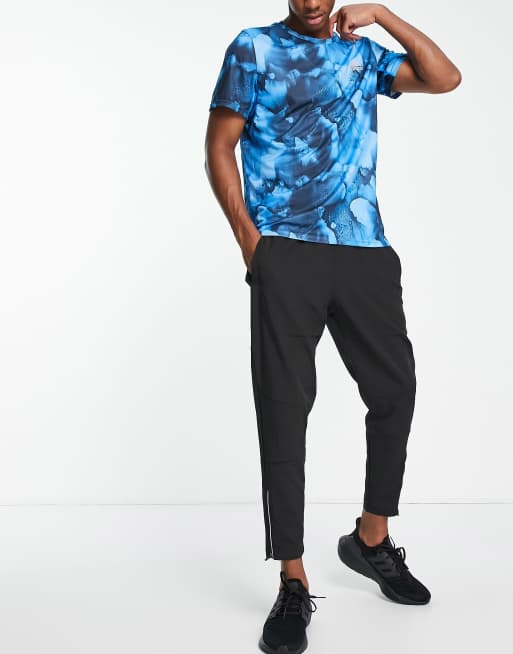 adidas Running Fast printed T-shirt in blue, 3 of 4