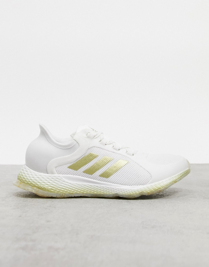 Adidas Running focus breathe sneakers in white and gold