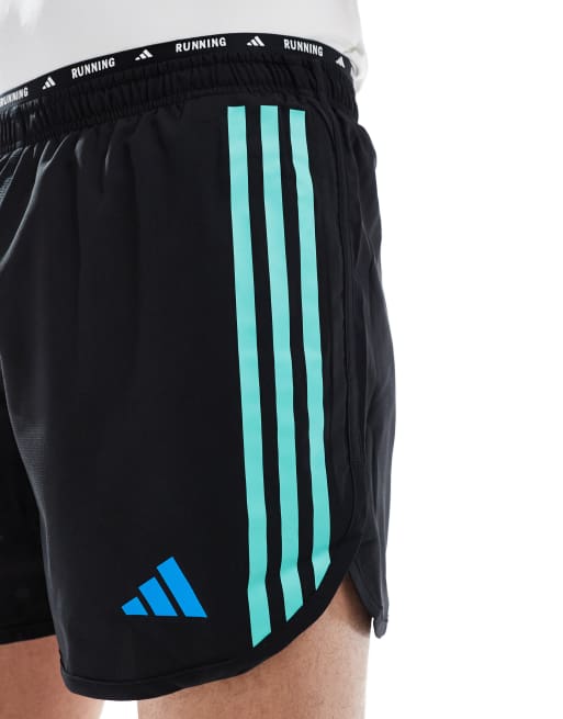adidas Running Follow The Line shorts in black and blue, 3 of 5