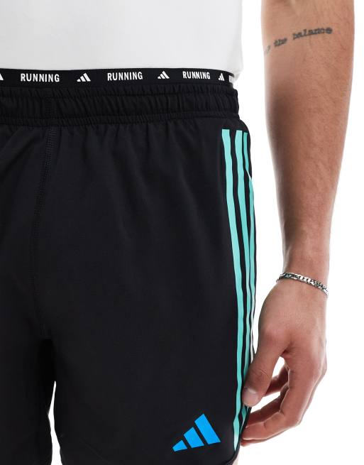 adidas Running Follow The Line shorts in black and blue, 5 of 5