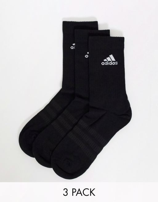 adidas Running – Gepolsterte Crew-Socken in Schwarz, 3er-Pack