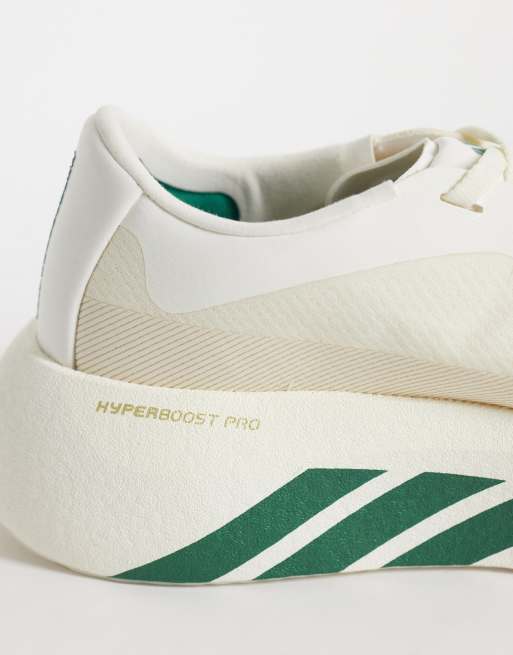 adidas Running Hyperboost Edge sneakers in off white and collegiate green, 2 of 5