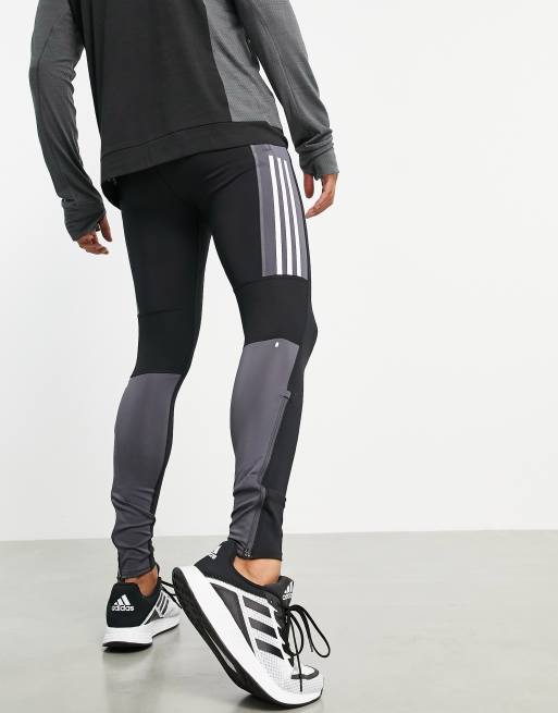 leveren Kaap Score adidas - Running - Legging met grijze kleurvlakken in zwart | ASOS