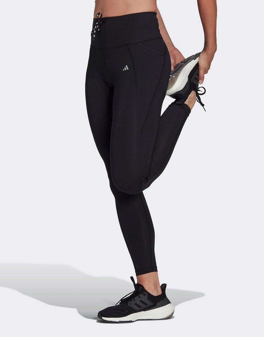 adidas Running leggings in black with pockets
