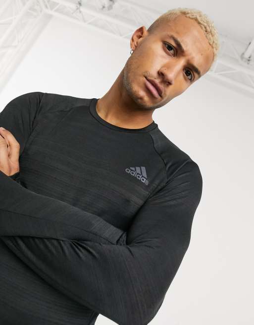 adidas Running long sleeve top in black