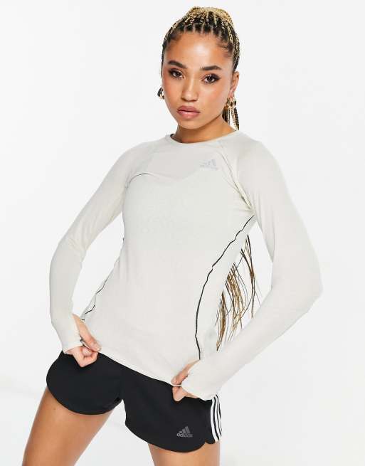 adidas Running long sleeve top in stone ASOS