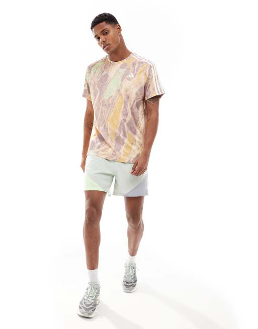 adidas Running - Naturfarvet T-shirt med marmorprint, 4 af 4