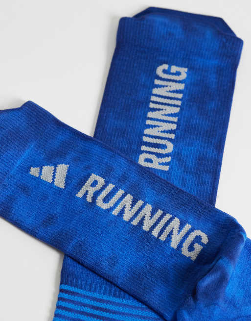 adidas Running – Niebieskie skarpetki do biegania z efektem tie-dye, 2 z 3