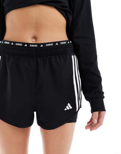 adidas Running own the run 2 in 1 shorts in black