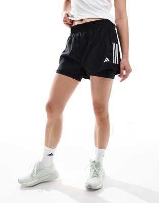 adidas Running - Own The Run - 2-in-1-Shorts in Schwarz mit 3 Streifen