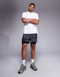 [adidas performance] adidas Running Own The Run 2 in 1 shorts with black grey print XS BLACK