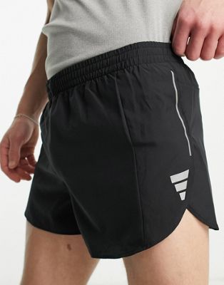 adidas Running Own The Run 3 inch split shorts in black - ASOS Price Checker