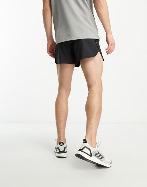 adidas Running Own The Run 3 inch split shorts in black