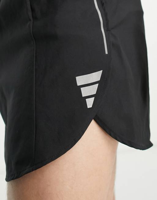 adidas Running Own The Run 3 inch split shorts in black