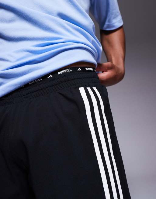 adidas Running Own The Run 3 stripe shorts in black
