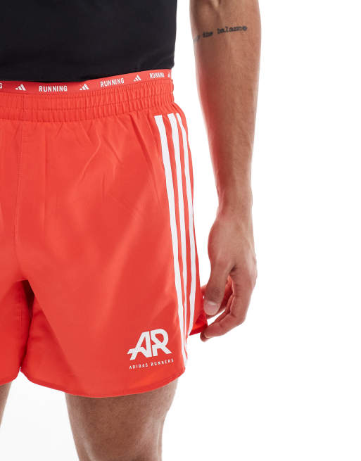 adidas Running Own The Run stripe shorts in red ASOS - Main Image