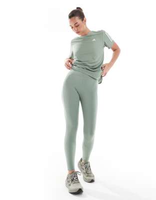 adidas Running - Own The Run - 7/8-Leggings in Grün und Silber mit Handytasche-Grau