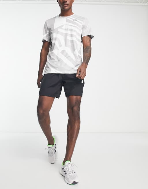 adidas Running Own The Run abstract print t-shirt in white | ASOS
