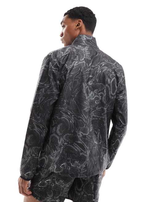 adidas Running Own the Run all over print jacket in black, 3 of 4