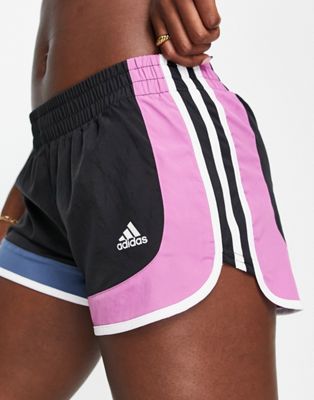 adidas Running Own The Run colour block M20 shorts in black - ASOS Price Checker