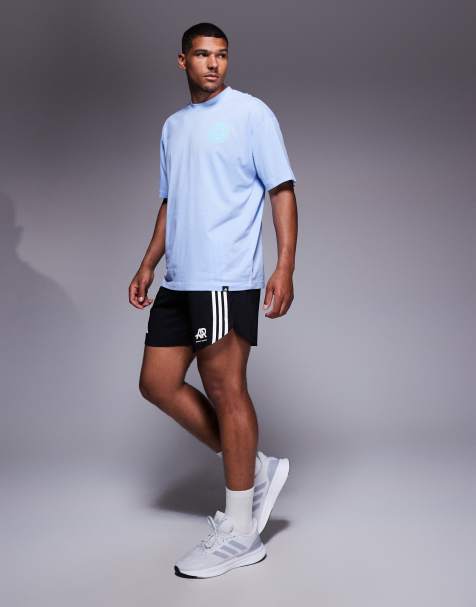 adidas Running Own The Run 3 stripe shorts in black