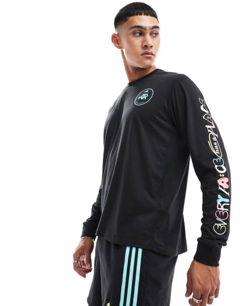 adidas Running – Own The Run – Czarny top z długimi rękawami i grafiką - view 1