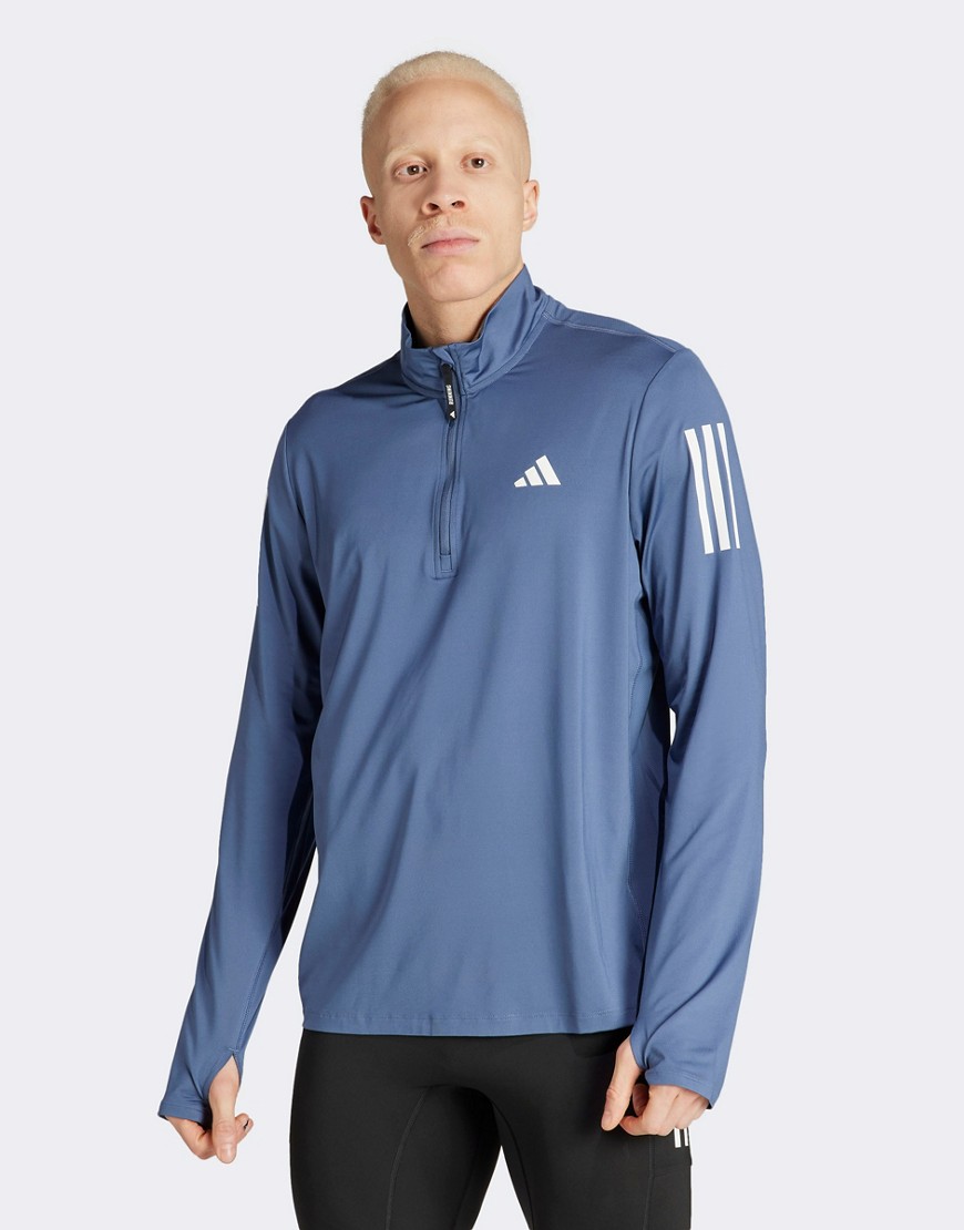 adidas Running Own The Run Half-Zip jacket in blue