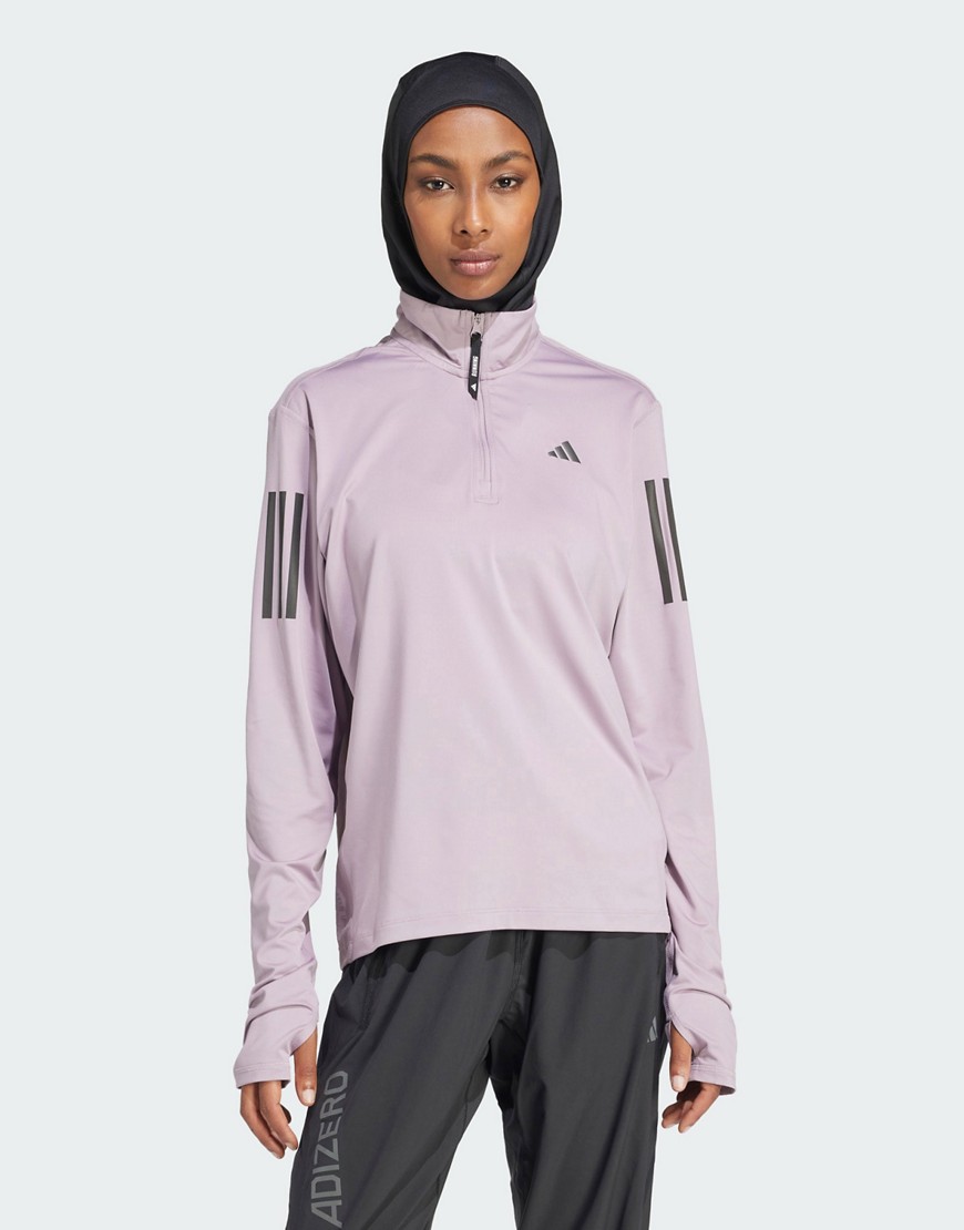 Adidas Running Own The Run half-zip jacket in purple